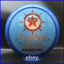 TEXACO MARINE WHITE 13.5 Gas Pump Globe SHIPS FULLY ASSEMBLED! MADE IN THE USA