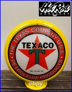 TEXACO PETROLEUM PRODUCTS Reproduction 13.5 Gas Pump Globe (Yellow Body) TEXACO PETROLEUM PRODUCTS Reproduction 13.5 Gas Pump Globe (Yellow Body)