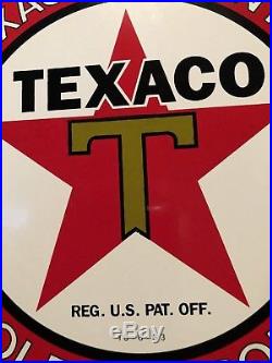 TEXACO RED STAR PORCELAIN GAS PUMP PLATE SIGN Vintage GASOLINE Oil LUBESTER B