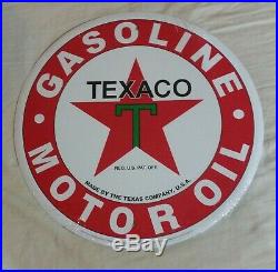 TEXACO Round Sign Gasoline Motor Oil Gas Pump Station Garage Game Room Man Cave