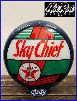 TEXACO SKY CHIEF Reproduction 13.5 Gas Pump Globe (Dark Blue Body)