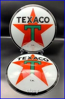 TEXACO STAR 15 Gas Pump Globe Glass Faces / Lenses (SET OF 2) FREE SHIPPING