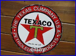Texaco Star Gasolene Sign, Porcelain, Vintage Oil Gas, Pump, Rack, Plate, Lubester