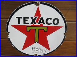 Texaco Star Gasoline Sign, Porcelain, Vintage Oil Gas, Pump, Rack, Plate, Lubester