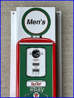 TEXACO Set 2 RESTROOMS PUMP SKY FIRE CHIEF Metal Gasoline Gas sign Pump WOW TEXACO Set 2 RESTROOMS PUMP SKY FIRE CHIEF Metal Gasoline Gas sign Pump WOW