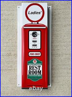 TEXACO Set 2 RESTROOMS PUMP SKY FIRE CHIEF Metal Gasoline Gas sign Pump WOW TEXACO Set 2 RESTROOMS PUMP SKY FIRE CHIEF Metal Gasoline Gas sign Pump WOW