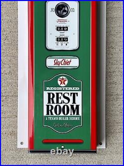 TEXACO Set 2 RESTROOMS PUMP SKY FIRE CHIEF Metal Gasoline Gas sign Pump WOW TEXACO Set 2 RESTROOMS PUMP SKY FIRE CHIEF Metal Gasoline Gas sign Pump WOW