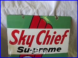 TEXACO Sky Chief Porcelain Gas Pump Plate Sign 1960 Original Wayne Bennett Nice