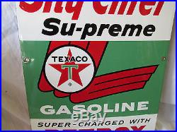 TEXACO Sky Chief Porcelain Gas Pump Plate Sign 1960 Original Wayne Bennett Nice
