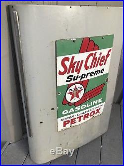 TEXACO Sky Chief Porcelain Gas Pump Plate Sign 1962 Original Wayne Pump Panel