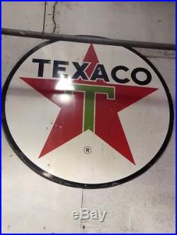 TEXACO THE TEXAS CO GASOLINE MOTOR OIL porcelain sign vintage petroleum gas pump