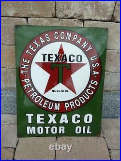 TEXACO porcelain sign 24 vintage gasoline oil pump USA Tex gas XXL gas pump oil