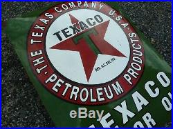 TEXACO porcelain sign advertising vintage gasoline 24 oil old gas USA Tex pump