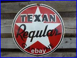TEXAN porcelain sign advertising vintage shop 20 US logo gas pump Texaco
