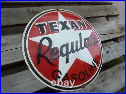 TEXAN porcelain sign advertising vintage shop 20 US logo gas pump Texaco