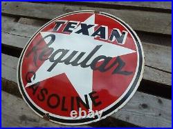 TEXAN porcelain sign advertising vintage shop 20 US logo gas pump Texaco