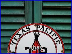 TEXAS PACIFIC GASOLINE porcelain sign vintage TEXACO oil petroleum gas pump