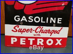 THREE Vintage 1955 TEXACO Sky Chief Super Charged Petrox Porcelain Gas Pump Sign