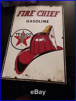Texac Fire Chief Gasoline Gas Pump Sign