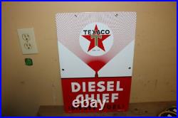 Texaco Diesel Chief Gas Station 18 Porcelain Pump Plate Sign Dated 1962 NICE