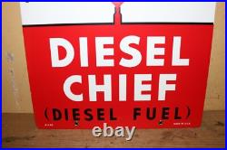 Texaco Diesel Chief Gas Station 18 Porcelain Pump Plate Sign Dated 1962 NICE