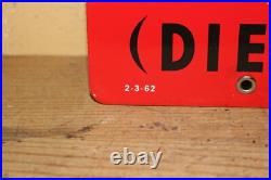 Texaco Diesel Chief Gas Station 18 Porcelain Pump Plate Sign Dated 1962 NICE