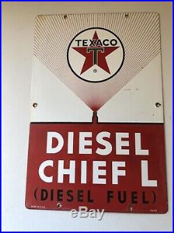 Texaco Diesel Chief L Fuel Gas Pump Plate Sign 4-6-62 Pump Plate Gas Station