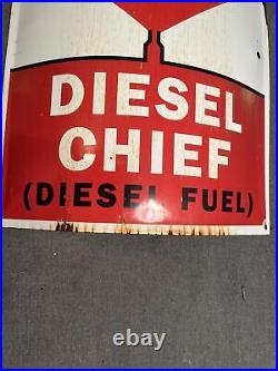 Texaco Diesel Chief Pump Plate Porcelain Pump Sign Gas Oil