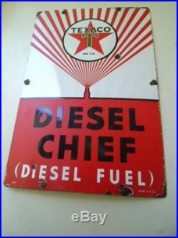Texaco Diesel Chief gasoline porcelain sign (Gas Pump sign)