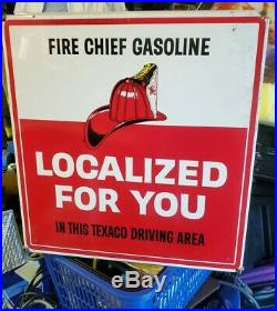Texaco Double Sided Number Gas PumP SIGN Metal RARE FIRE CHIEF MINTY CONDITION