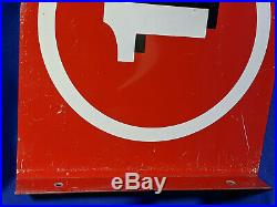 Texaco Double Sided Number Gas Pump Flange Sign #1 VTG Metal RARE Red White Blac