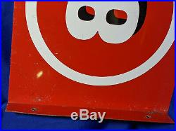 Texaco Double Sided Number Gas Pump Flange Sign #8 VTG Metal RARE Red White