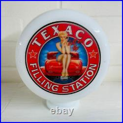 Texaco Filling Station'Fill er up' Mini Gas Pump Globe, Alloy Base LED Lamp