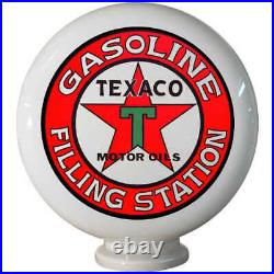 Texaco Filling Station Mini Gas Pump Globe, Solid Oak Wooden Base LED Desk Lamp