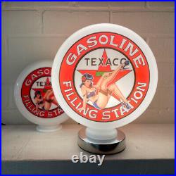 Texaco Filling Station Pinup Girl 10 inch Gas Pump Globe with Chrome Lamp Base