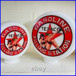 Texaco Filling Station Pinup Girl 10 inch Gas Pump Globe with Chrome Lamp Base