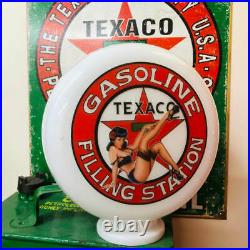 Texaco Filling Station Pinup Girl Mini Gas Pump Globe with Chrome LED Lamp Base