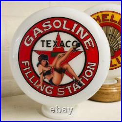 Texaco Filling Station Pinup Girl Mini Gas Pump Globe with Chrome LED Lamp Base
