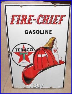 Texaco FireChief Porcelain Sign, Vintage Original Gas Pump Plate, Tokheim 1947
