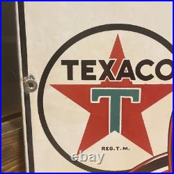 Texaco Fire Chief 1945 Porcelain Gas Pump Plate Sign Gas & Oil Texas? 3-12-45