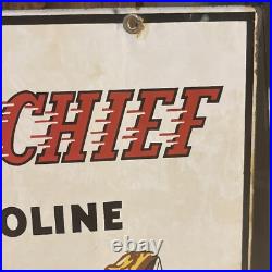 Texaco Fire Chief 1945 Porcelain Gas Pump Plate Sign Gas & Oil Texas? 3-12-45