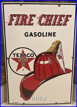 Texaco Fire Chief 1960 Porcelain Gas Pump Plate Sign Gas & Oil Texas Texaco Fire Chief 1960 Porcelain Gas Pump Plate Sign Gas & Oil Texas