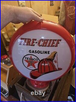 Texaco Fire Chief Gas Pump Globe 13.5 in Red Plastic Body Reproduction