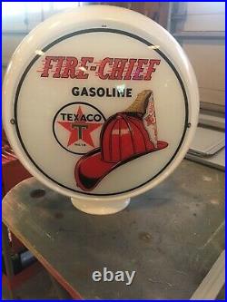 Texaco Fire Chief Gas Pump Milk Glass Globe One Piece Body With 2 Lenses