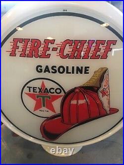 Texaco Fire Chief Gas Pump Milk Glass Globe One Piece Body With 2 Lenses