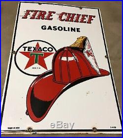 Texaco Fire Chief Gasoline Porcelain Gas Pump Sign 1955