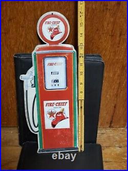 Texaco Fire Chief Gasoline sign tin metal gas pump VTG retro Americana globe