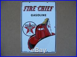 Texaco Fire Chief Porcelain Metal Gas Pump Sign