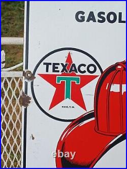 Texaco Fire Chief Porcelain Pump Plate Sign Dated 3-10-47