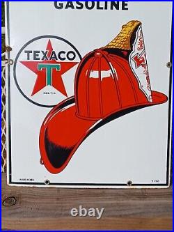 Texaco Fire Chief Porcelain Pump Plate Sign Dated 3-1-52